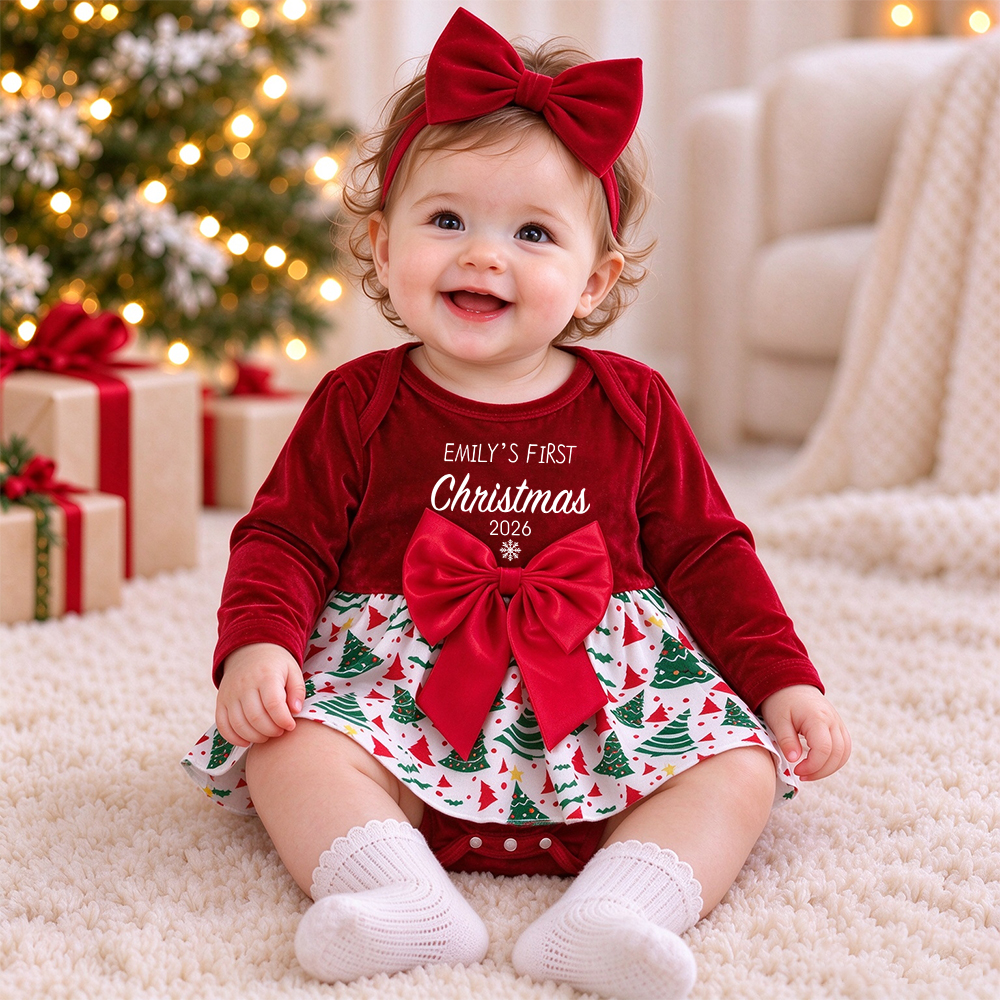 Personalized Baby Girl Christmas Dress Set | MCGift426