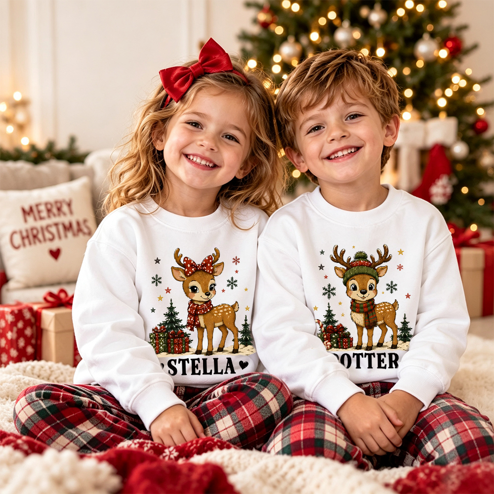 Personalized Christmas Kids Reindeer Sweatshirt | MCGift420