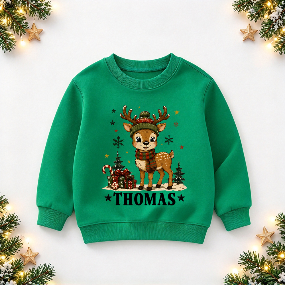 Personalized Christmas Kids Reindeer Sweatshirt | MCGift420