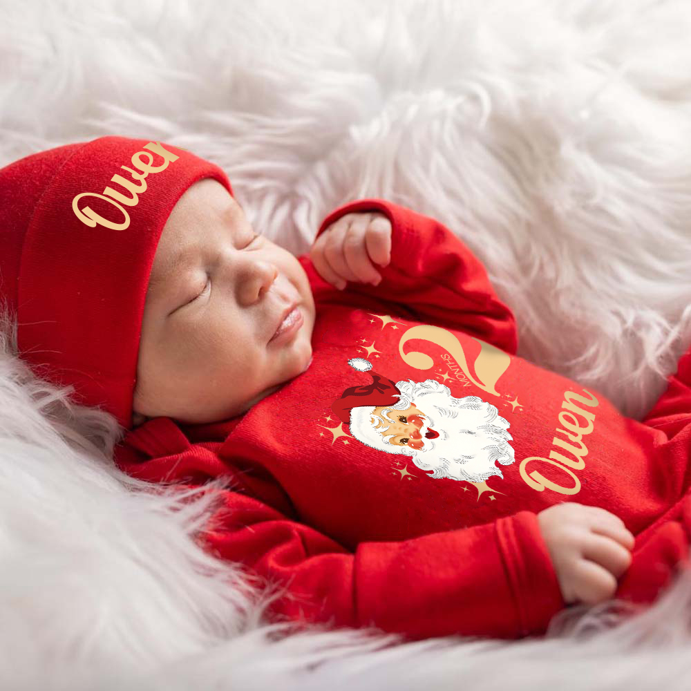 Personalized Baby Christmas Cute Design Romper & Hat Set | MCGift422