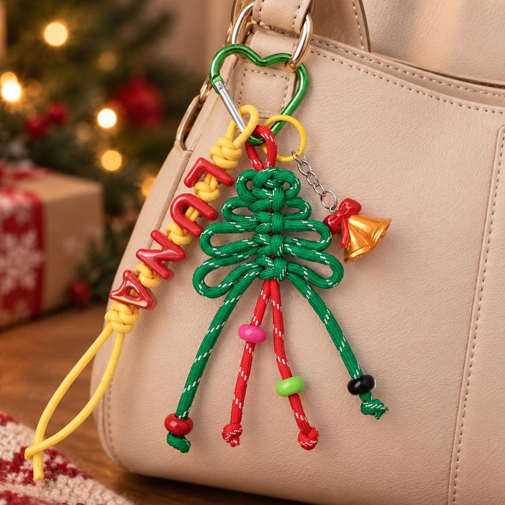 Personalized Christmas Multicolor Letter Beaded Bag Charm | CWGift110