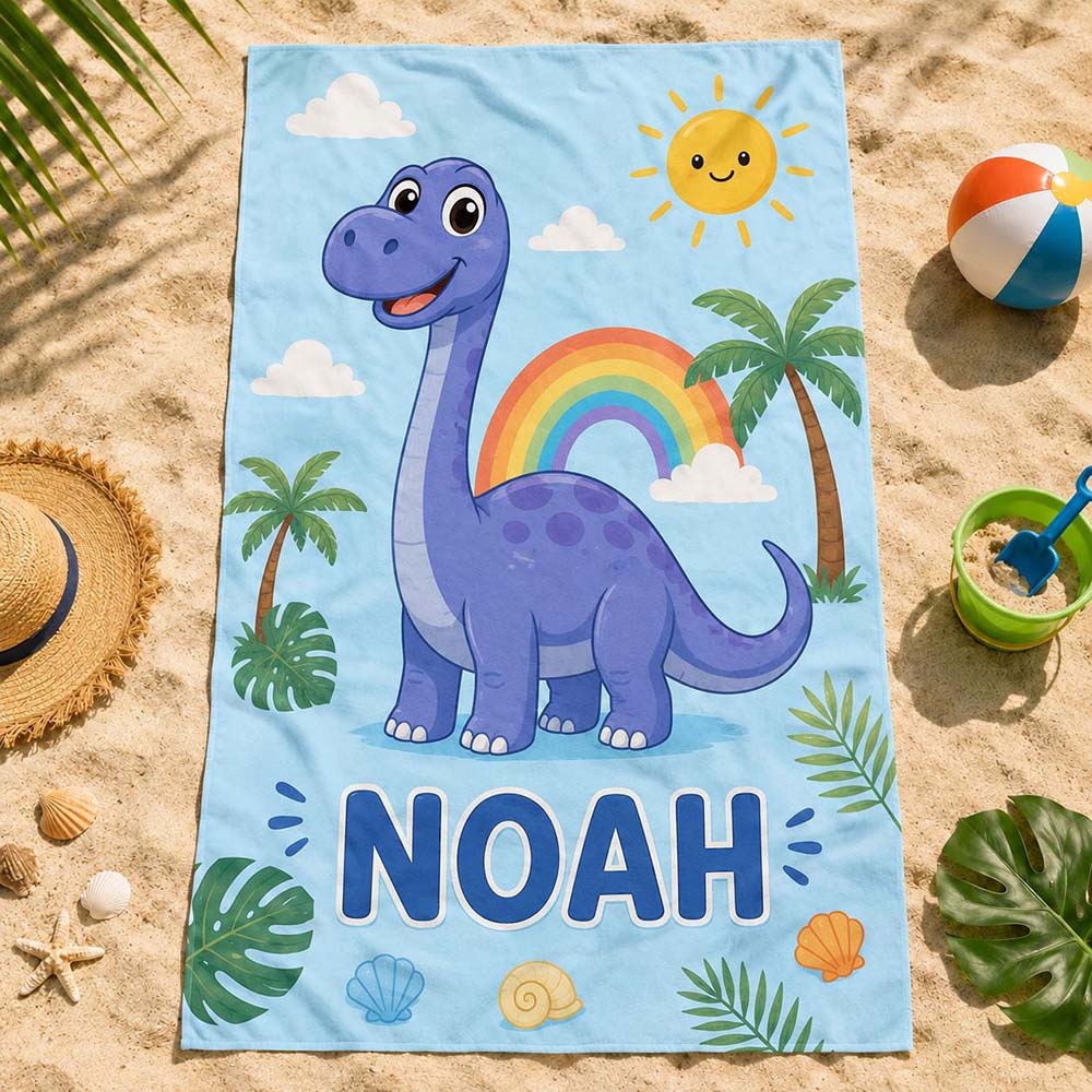 Personalized Kids Dinosaur Towel for Summer & Beach | CWTowel200