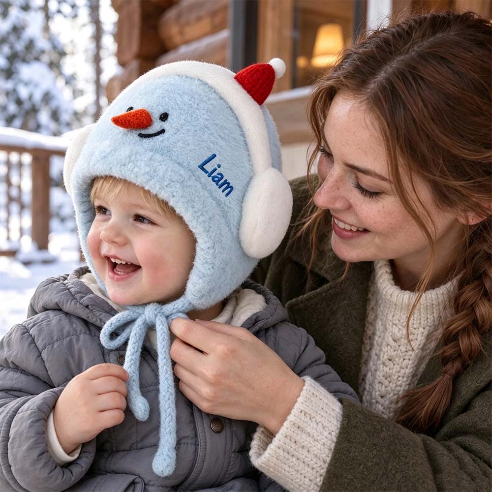 Personalized Embroidered Kids Animal Ear Flap Winter Hat | HSKid107