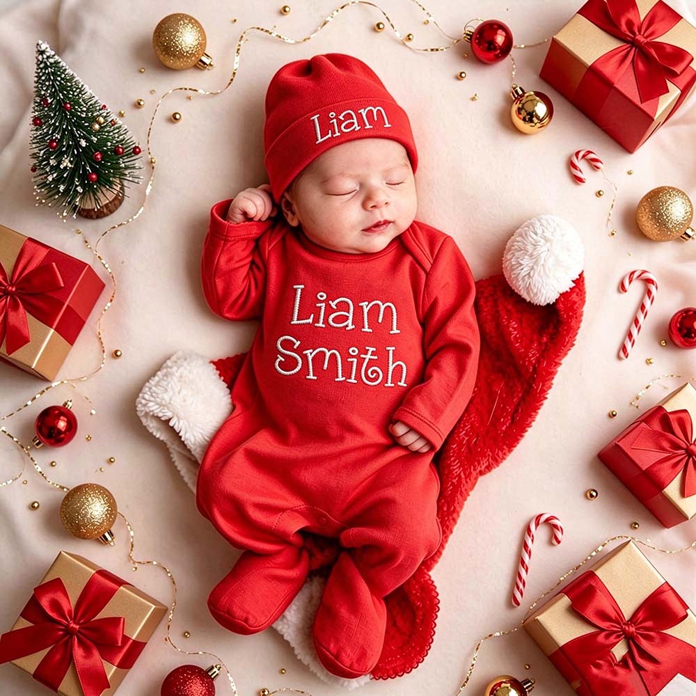 Personalized Embroidery Baby Coming Home Outfit Set With Hat | CWBaby562