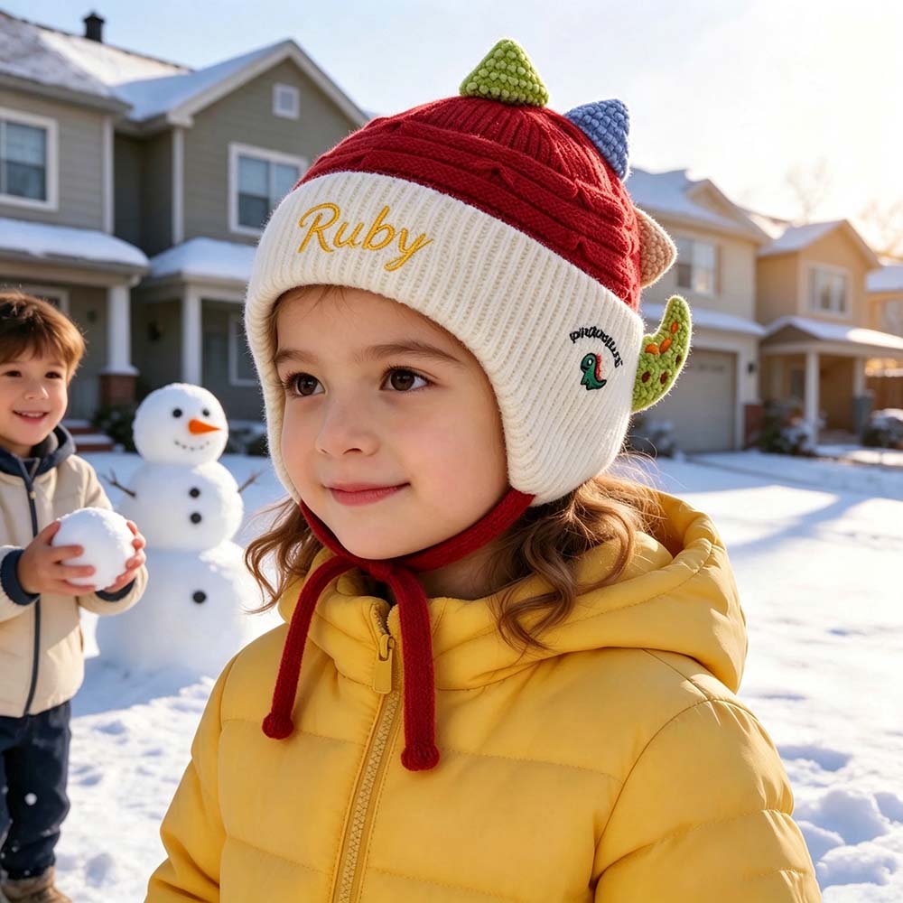 Personalized Embroidered Dinosaur Knit Hat for Kids | HSKid103
