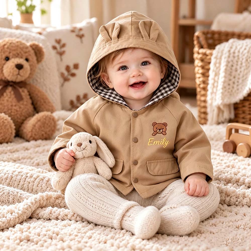 Personalized Embroidered Adorable Bear Ears Jacket for Kids | CWBaby552