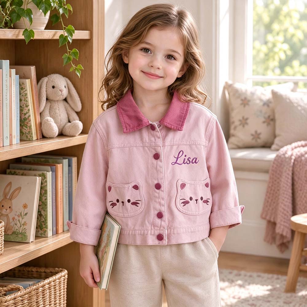 Personalized Embroidered Cute Kitty Jacket for Kids | CWBaby553