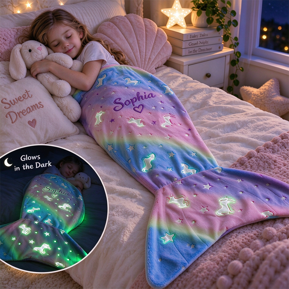 Personalized Dreamy Soft & Comfortable Mermaid Tail Blanket | CWBaby561