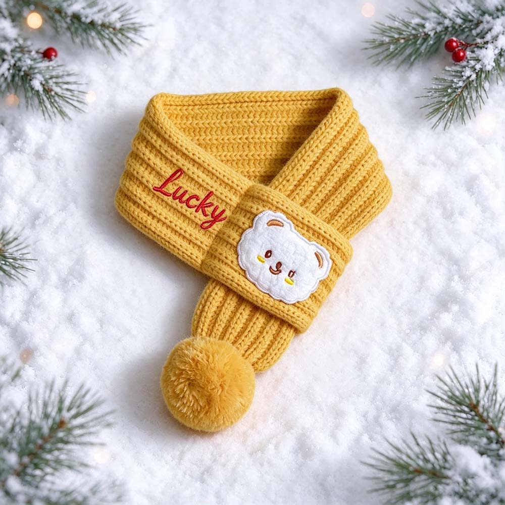 Personalized Embroidered Christmas Cute Knit Pet Scarf | MCGift436