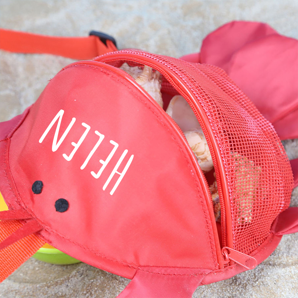 Personalized Lovely Lobster Seashell Zipper Mesh Beach Bag | CWBeach94