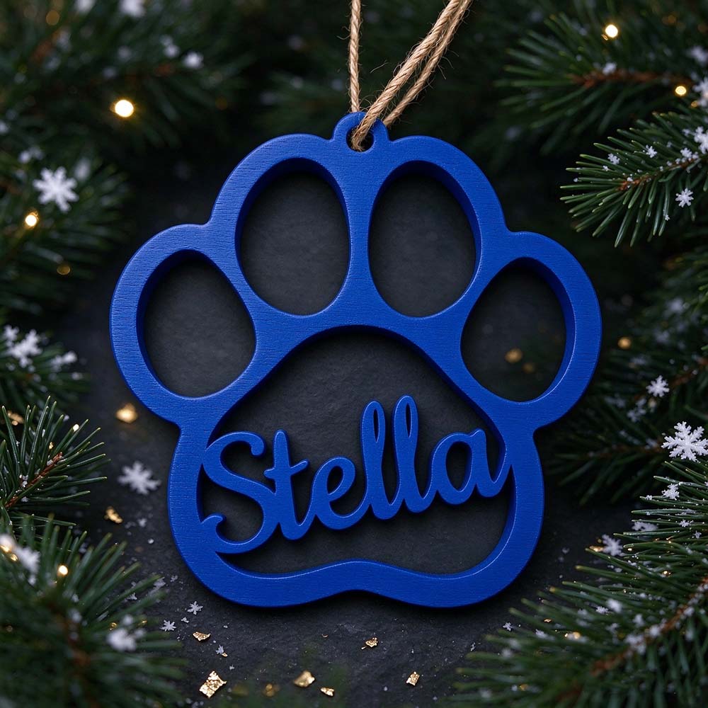 Personalized 3D Printed Pet Paw Christmas Ornament | BKPet646
