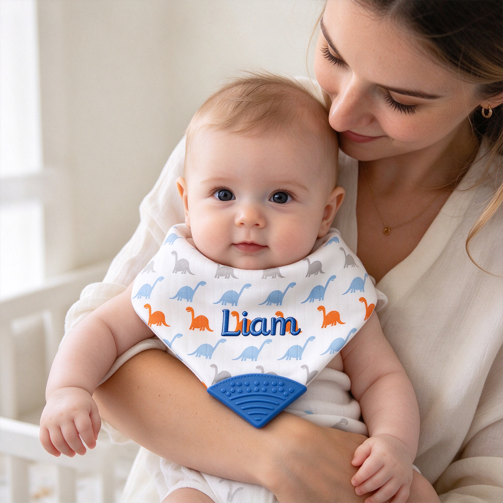 Personalized Embroidered Baby Muslin Cotton Bibs | CWBaby557
