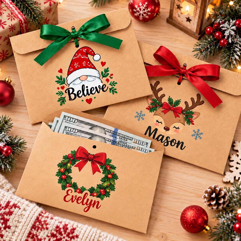 Personalized Christmas Lovely Money Holder with Satin Ribbon | MCGift443