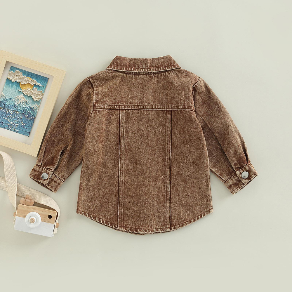 Personalized Leather Patch Brown Denim Jacket | inJacket43
