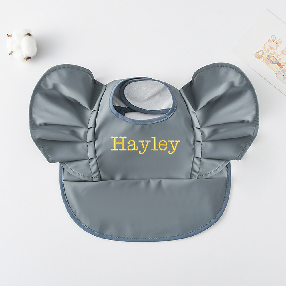 Personalised Embroidery Baby Ruffle Waterproof Color Bib  | CWBaby62