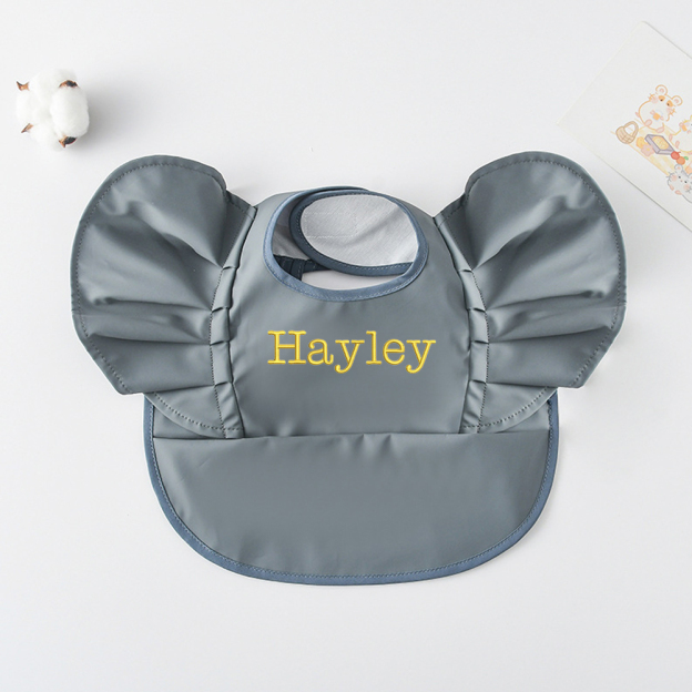 Personalised Embroidery Baby Ruffle Waterproof Color Bib  | CWBaby62