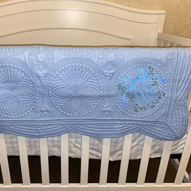 Personalized Embroidered Bow Monogram Knit Blanket for Comfort & Unique | CWBaby63