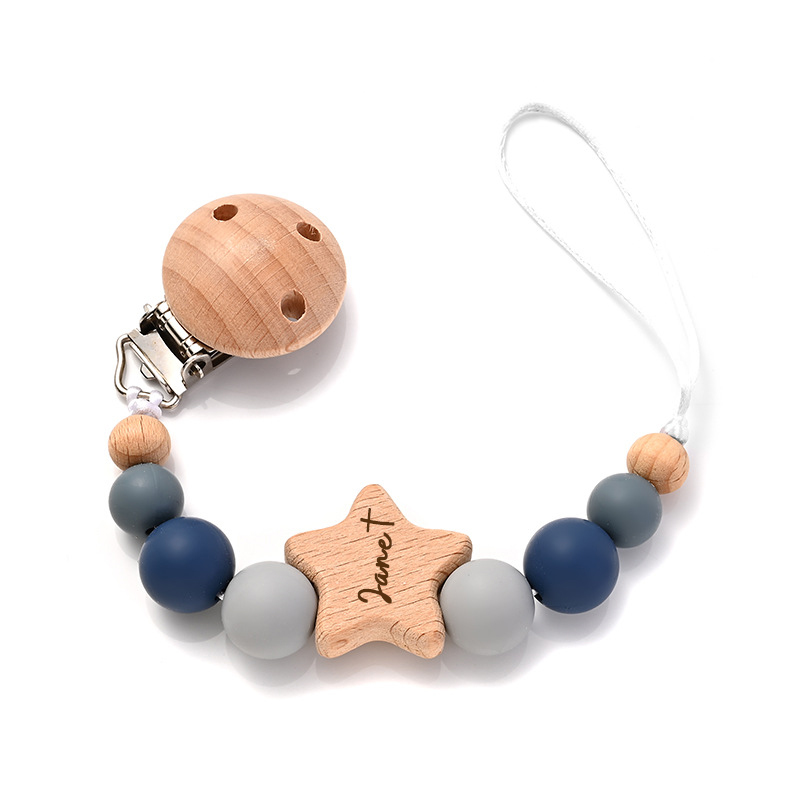 Personalized Baby Pacifier Star Color Bead Clip | CWBaby64