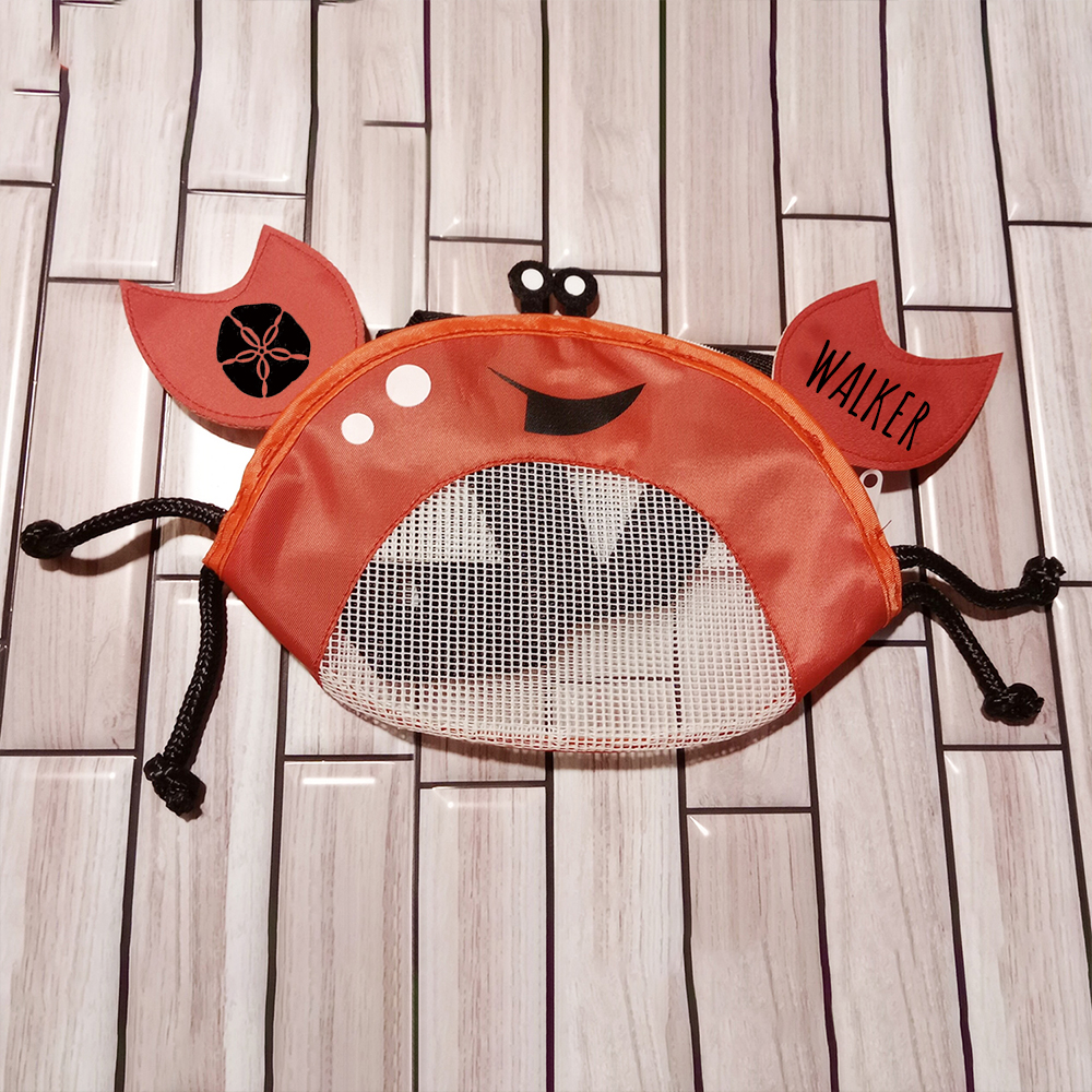 Personalized Crab Seashell Zipper Mesh Beach Bag | CWBeach111