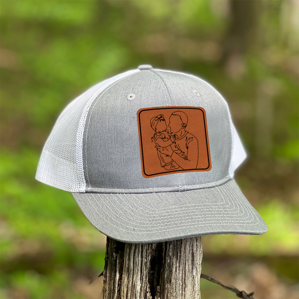 Personalized Engraved Outline Portrait Trucker Hat Gifts for Dad | CWBeach107