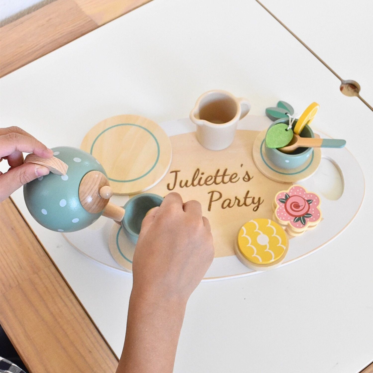 Personalized Kid's Wooden Afternoon Tea Play Set | CWToy49