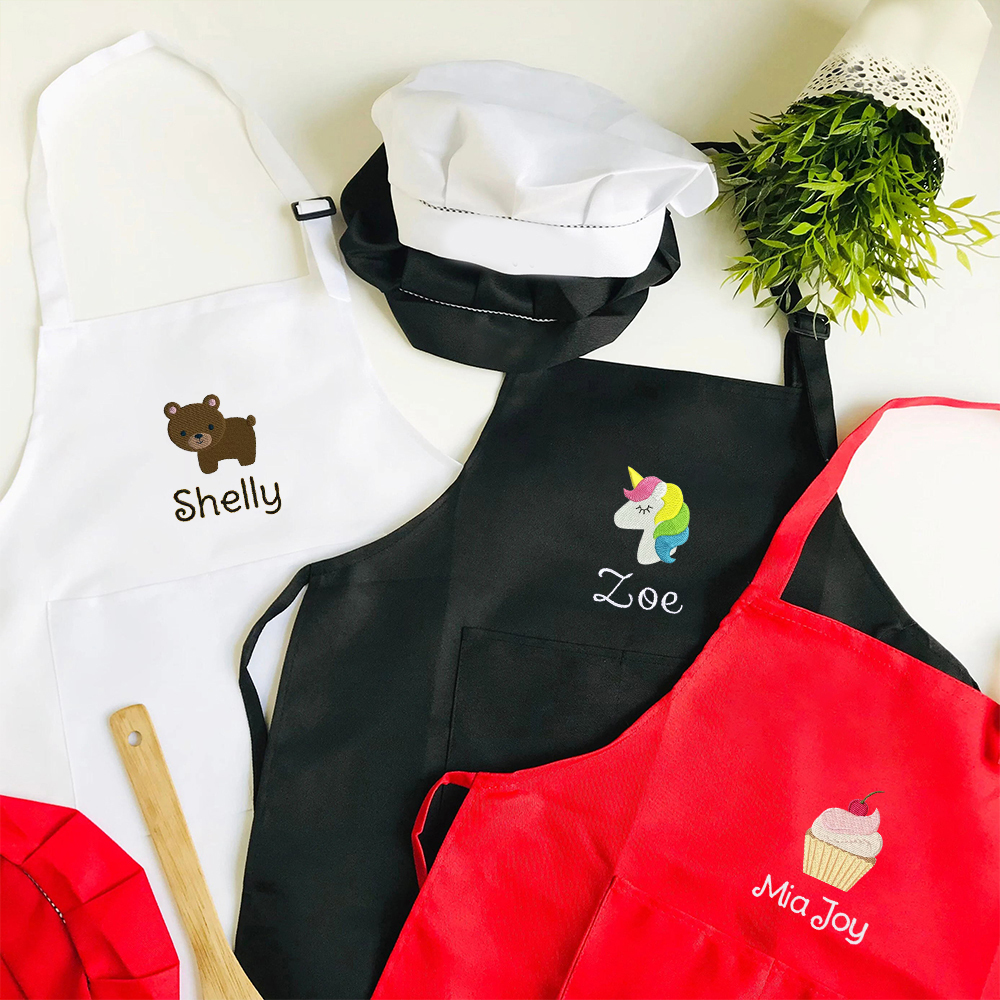 Personalized Embroidery Color Apron and Hat Set for Kid | Apron26