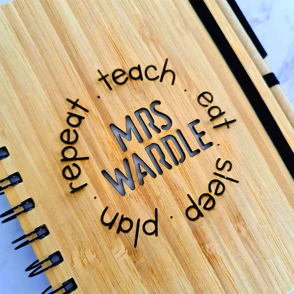 Personalized Bamboo Notebook and Pen Set for Teacher Appreciation Gift | CWTeach03