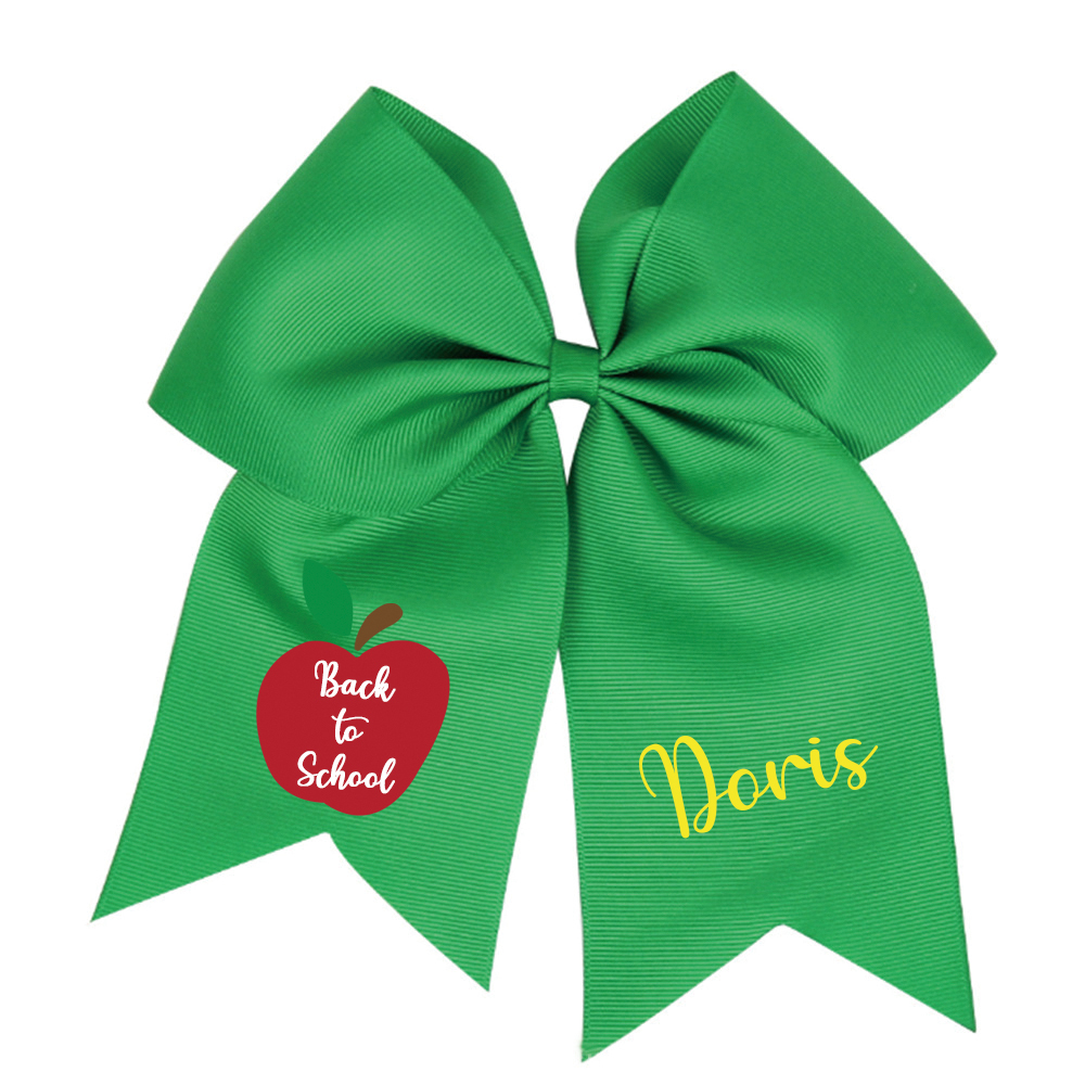 Personalized Girls Back To School Elastic Band Hair Bow | CWToy55