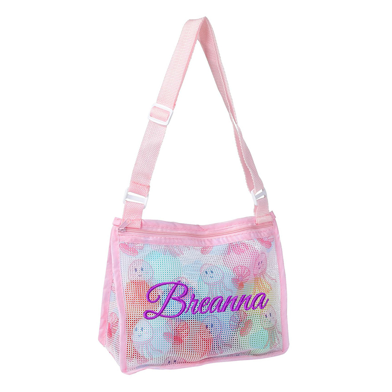 Personalized Embroidery Seashell Zipper Mesh Beach Bag | CWBeach132