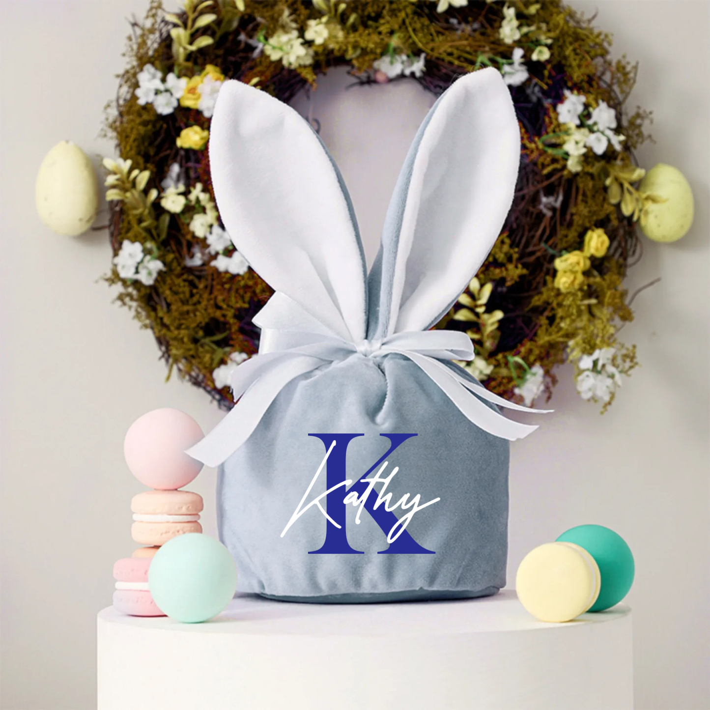Personalized Name Easter Bunny Velvet Basket | CWEaster20