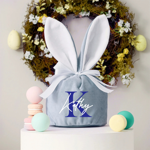 Personalized Name Easter Bunny Velvet Basket | CWEaster20