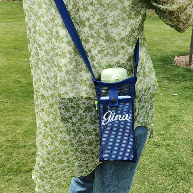 Personalized Embroidery Mesh Water Bottle Pouch Bag | CWBeach141