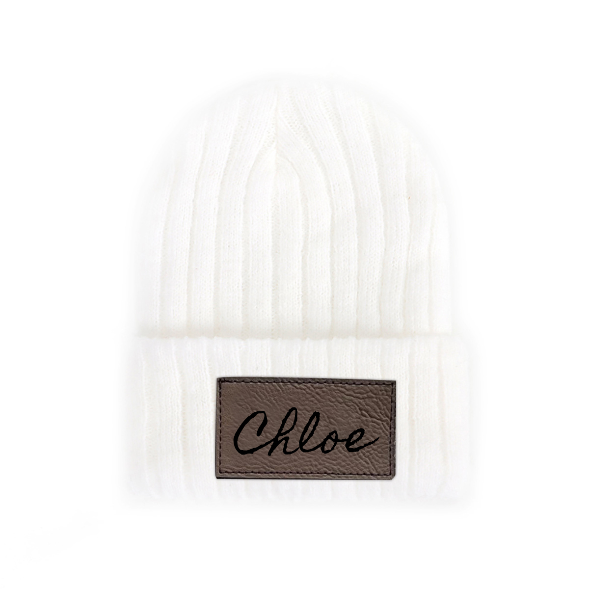 Personalized Leather Patch Infant Beanie for Comfort & Unique | HSKid30