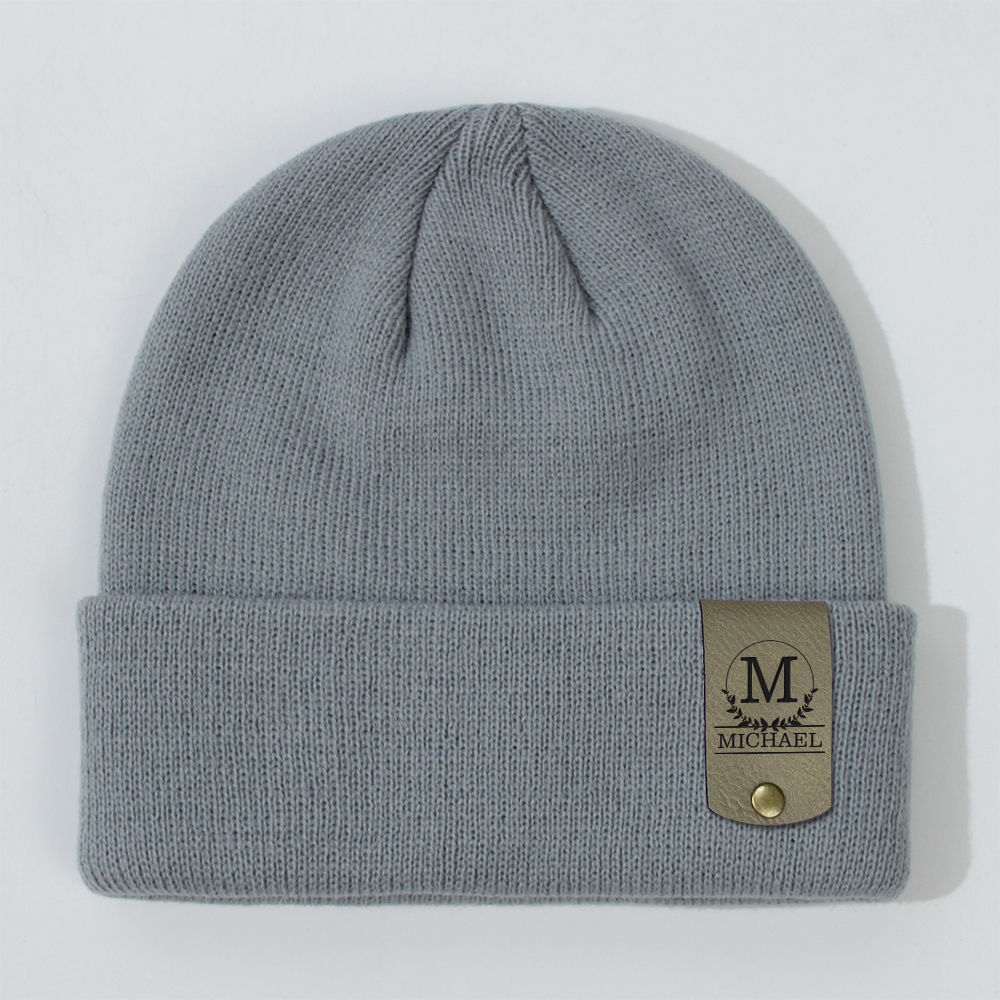 Personalized Leather Tag Infant Beanie for Comfort & Unique | HSKid31