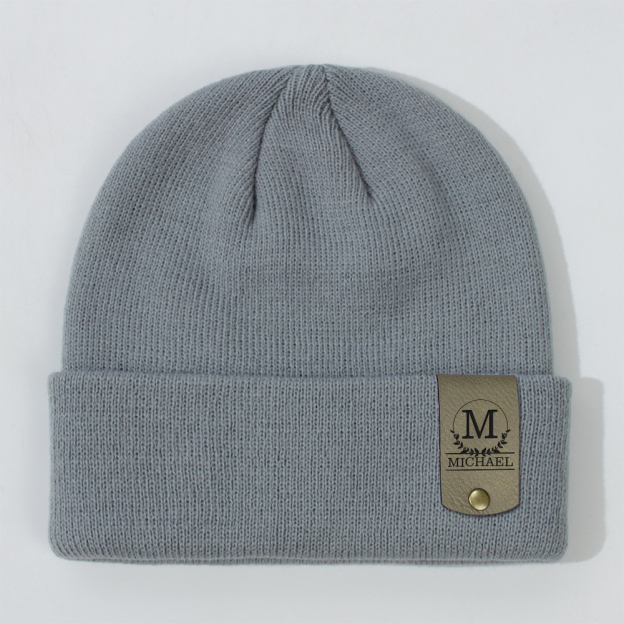Personalized Leather Tag Infant Beanie for Comfort & Unique | HSKid31