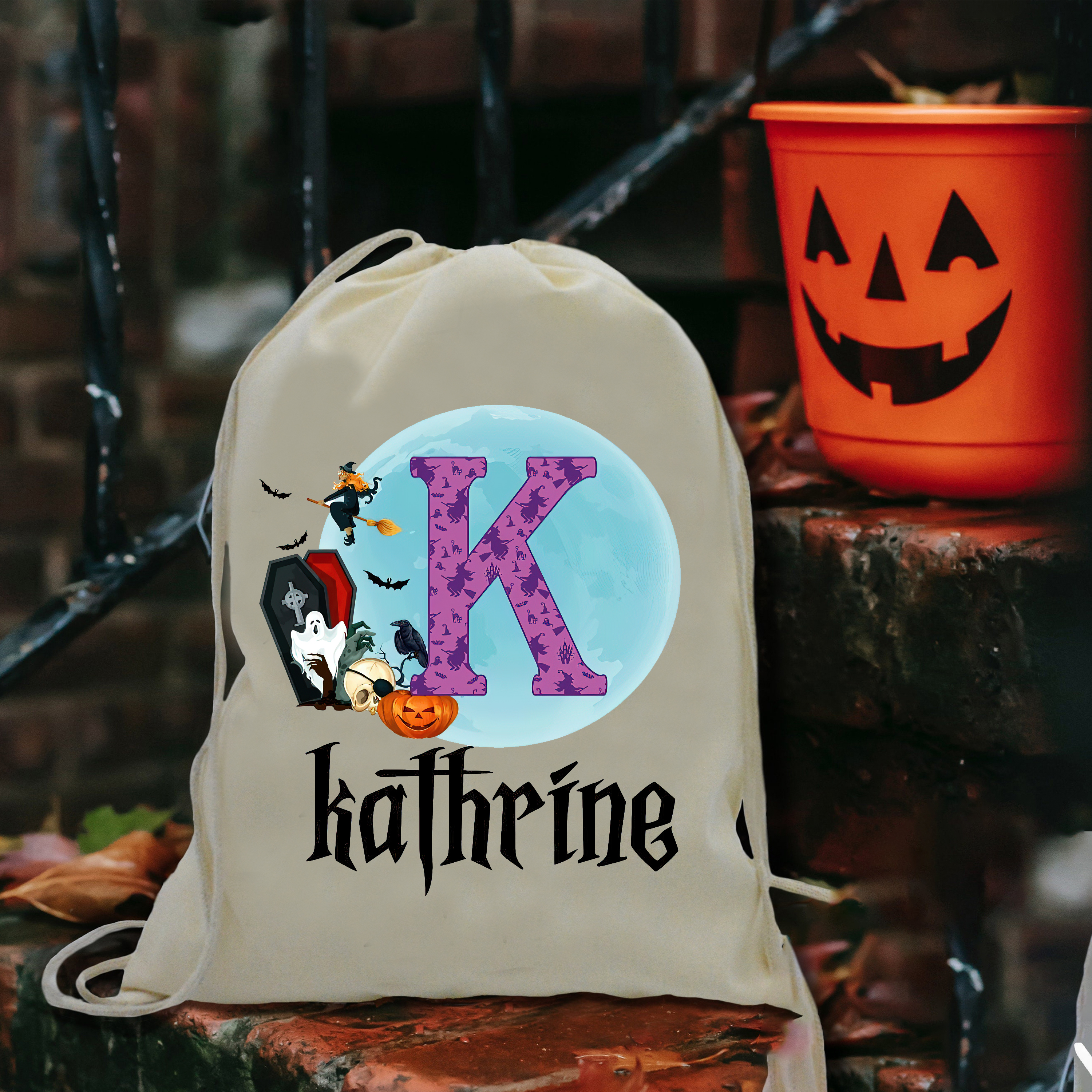Personalized Name Pumpkin Treat Bag | CWHalloween11