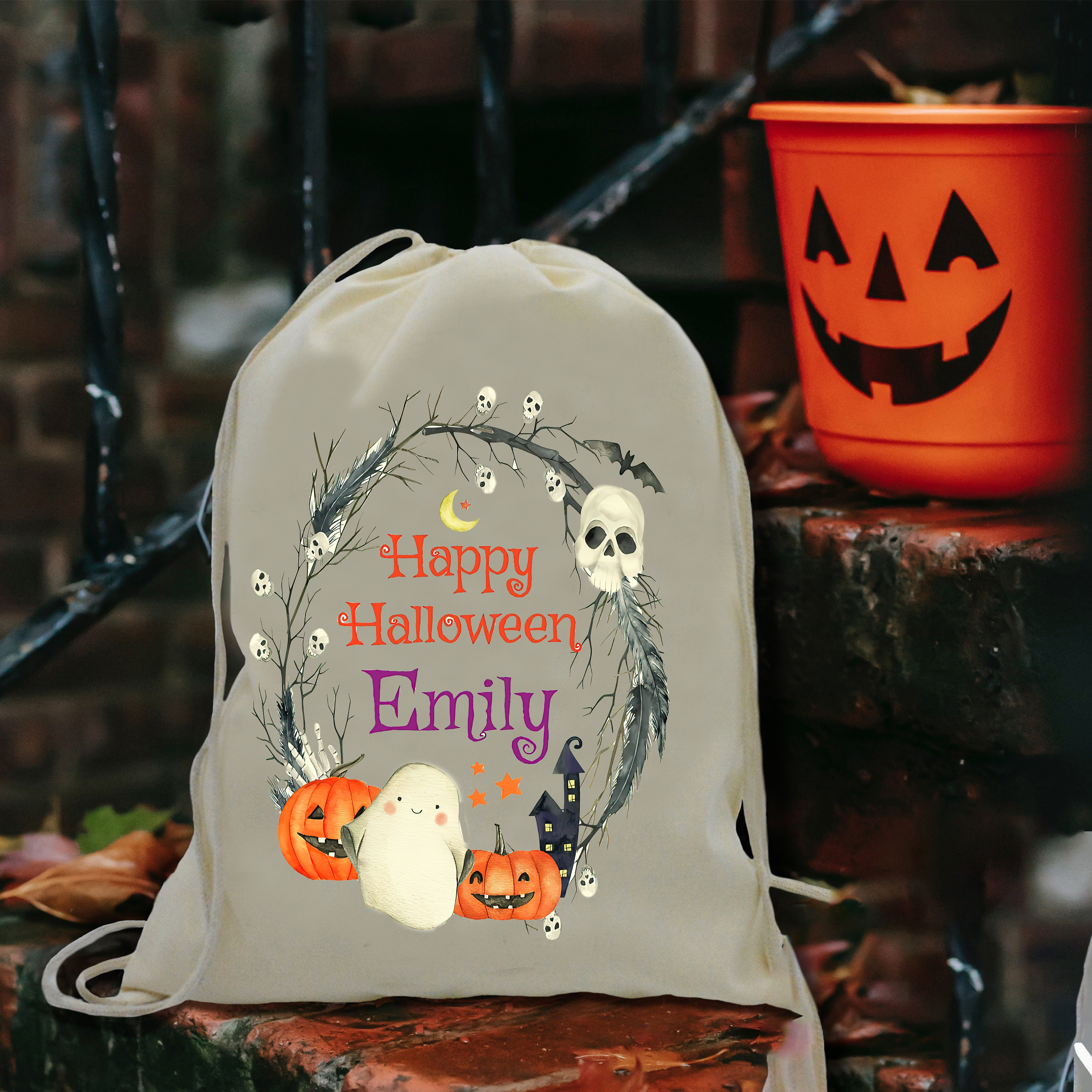 Personalized Name Pumpkin Treat Bag | CWHalloween12