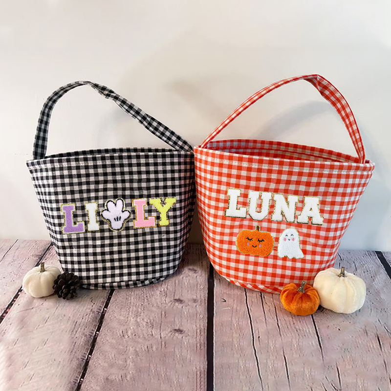 Personalized Chenille Letter Halloween Bucket | CWHalloween14