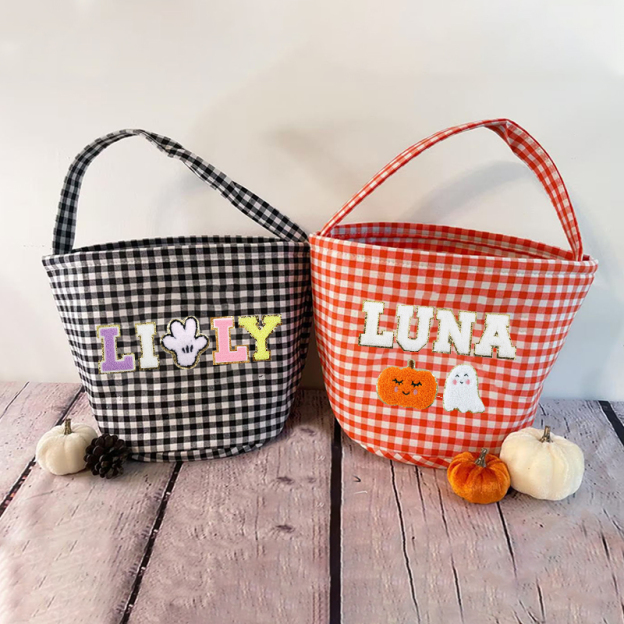 Personalized Chenille Letter Halloween Bucket | CWHalloween14