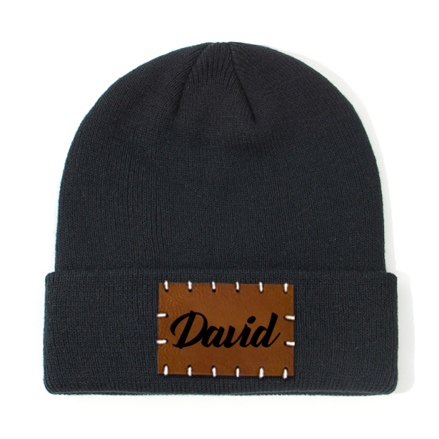 Personalized Leather Patch Beanie for Comfort & Unique | HSKid3301