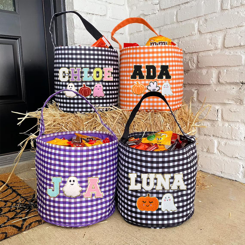 Personalized Chenille Letter Halloween Bucket | CWHalloween14