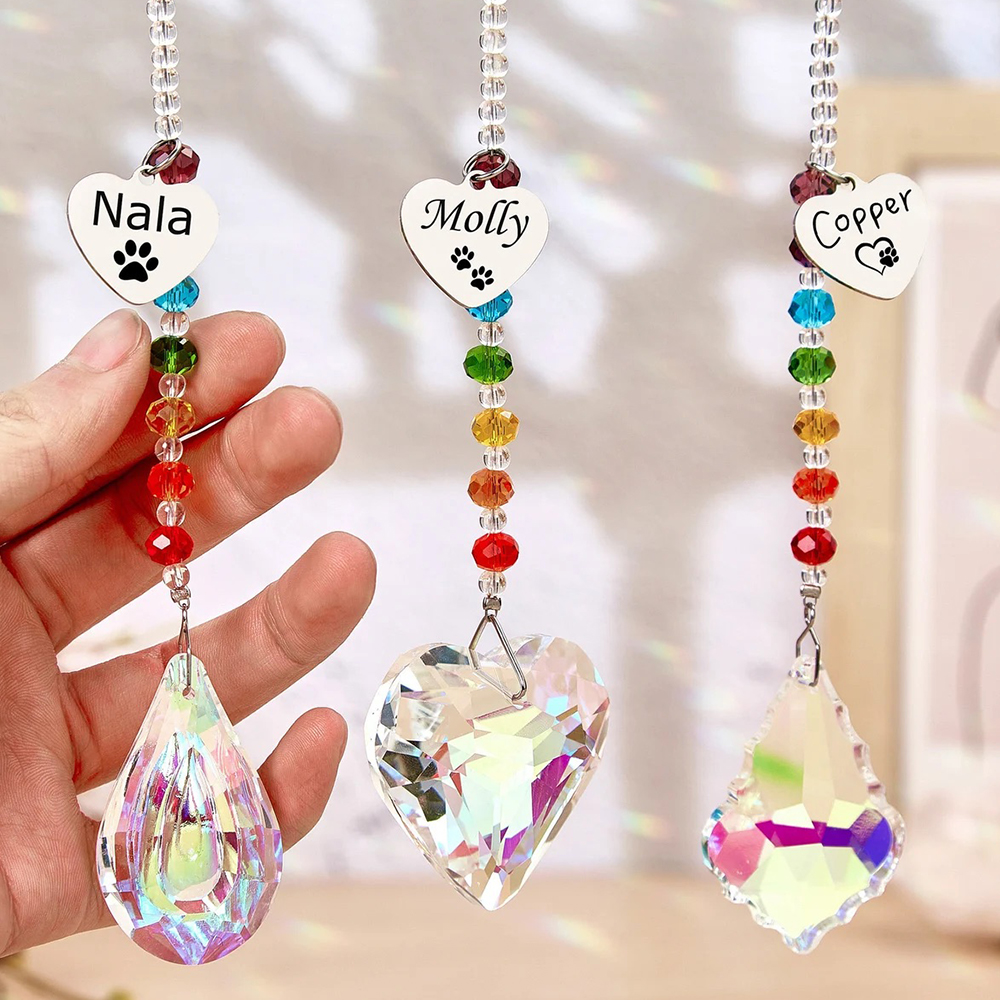 Personalized Pet Memorial Hanging Crystal Prism | BKPet86