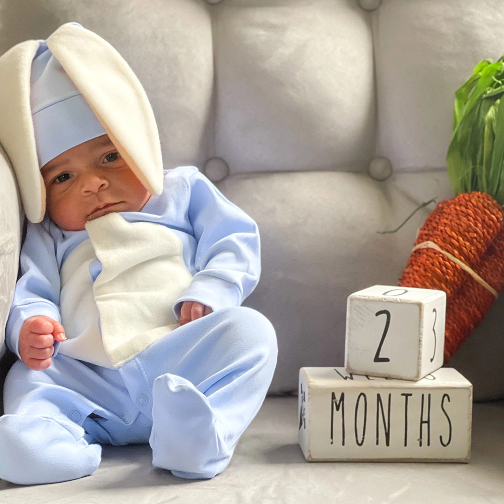 Personalized Embroidery Baby Rabbit Ears Romper | CWbaby85