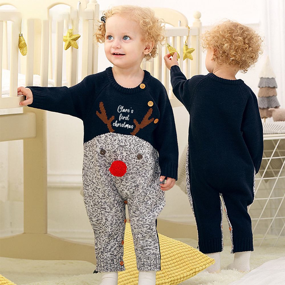 Personalized Christmas Reindeer Outfit for Baby| CWBaby89