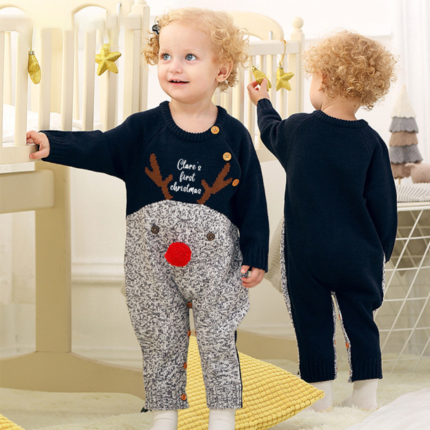 Personalized Christmas Reindeer Outfit for Baby| CWBaby89