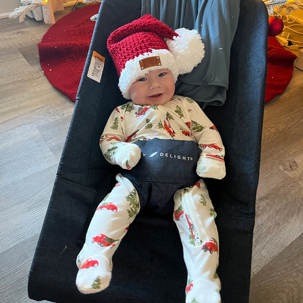 Personalized Leather Patch Christmas Santa Hat | MCGift65