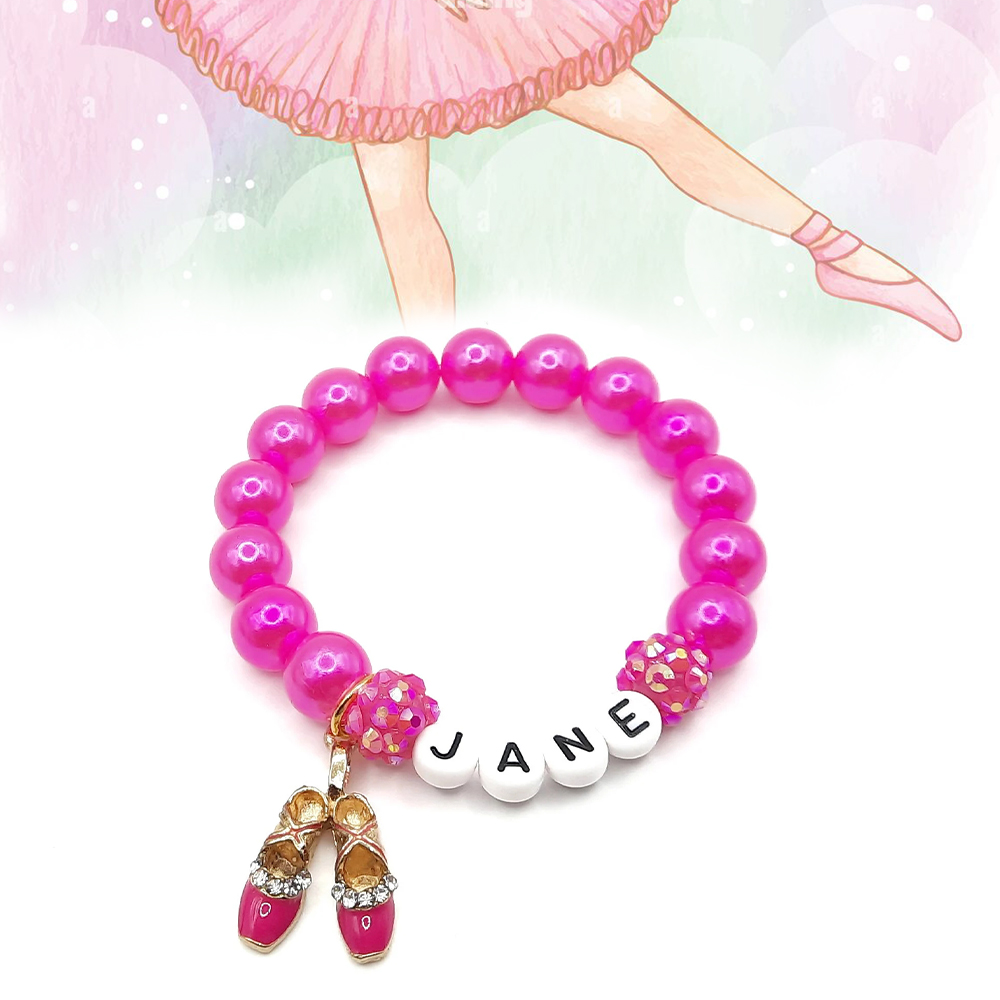 Personalized Kids Lovely Ballet Bead Bracelet With Name | CWBeach143