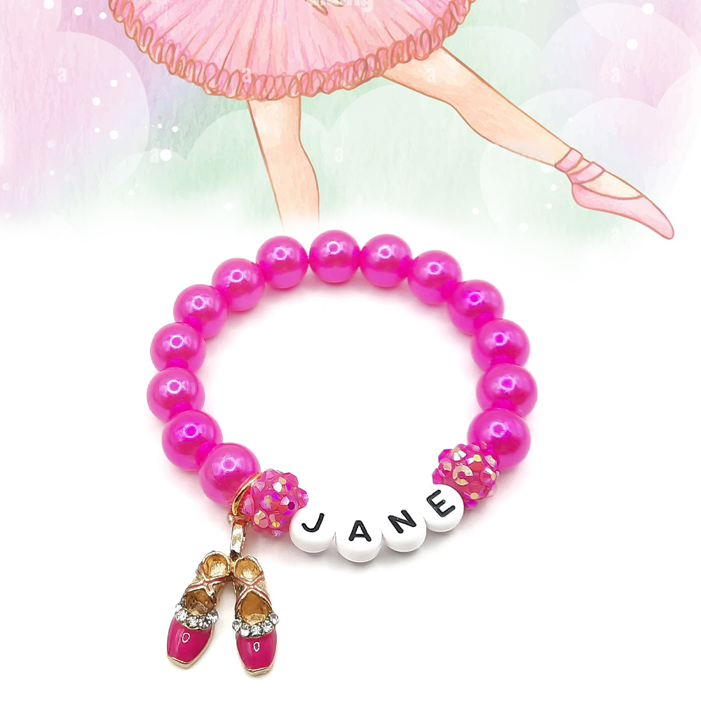 Personalized Kids Lovely Ballet Bead Bracelet With Name | CWBeach143