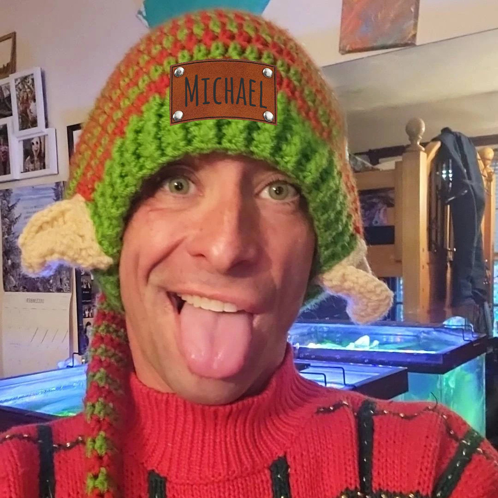 Personalized Crochet Leather Patch Christmas Elf Hat With Ears | MCGift70