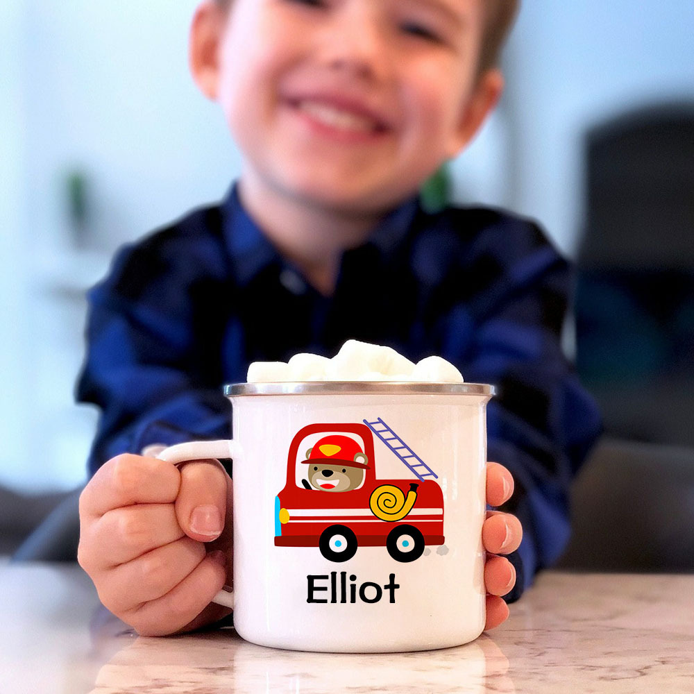 Personalised 12oz Fire Truck Mugs for Kids  | KidMug25